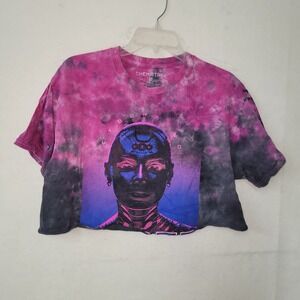 Chemistry TShirt Adult L Pink Tie Dye Cyber Mind Cropped Graphic Tee *Altered